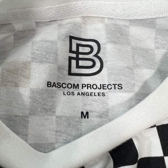 Bascom Projects Tee Shirt Men Medium Checkerboard Print "Blessed" Embroidered SS - Picture 12 of 13